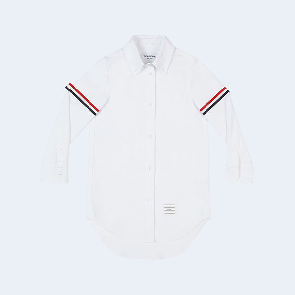톰브라운 화이트 코튼 옥스포드 암밴드 셔츠 드레스
