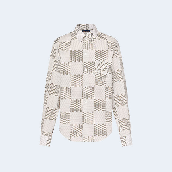 루이비통 다미에 롱 슬리브드 클래식 코튼 셔츠 1AFJDC