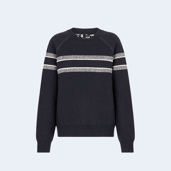 디올 리버서블 라운드 넥 스웨터 네이비