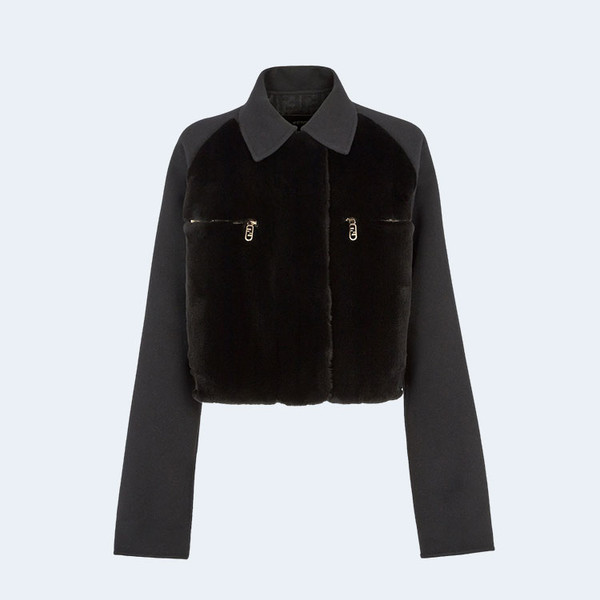 펜디 블랙 울 밍크 자켓