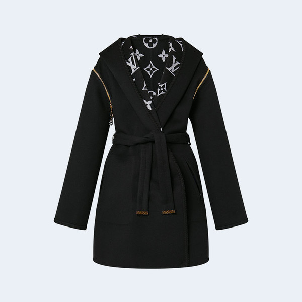 루이비통 리버시블 후드 랩 코트 1AC2DB