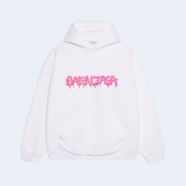 BALENCIAGA 발렌시아가 슬라임 와이드 핏 후드 화이트 핑크 ▶매장-127만원◀