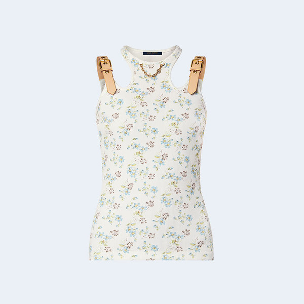 루이비통 플로럴 프린트 아일릿 벨트 탱크 톱 1AFGRK