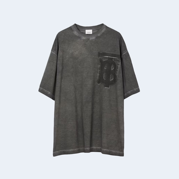 버버리 모노그램 모티프 코튼 오버사이즈 티셔츠