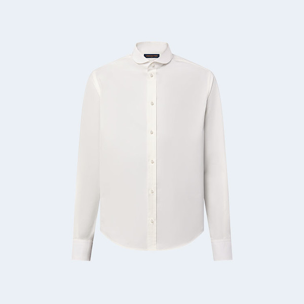 루이비통 펄 버튼 핏티드 롱 슬리브드 코튼 셔츠