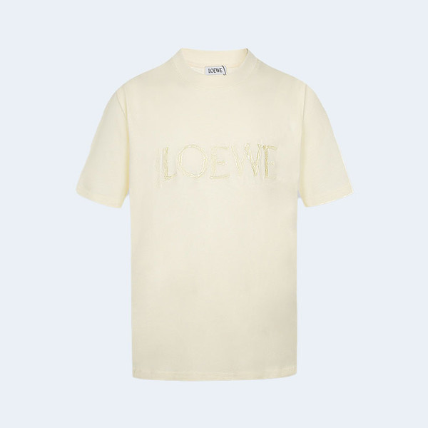 로에베 심플 로고 자수 티셔츠 그레이 베이지