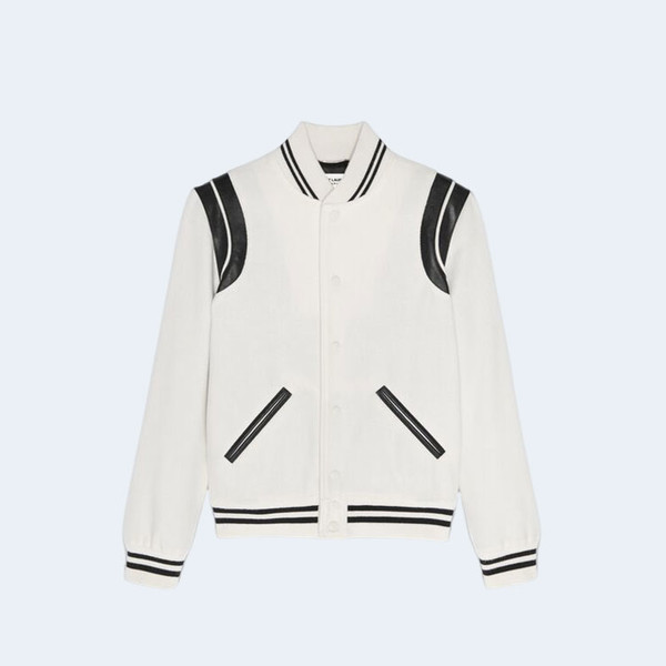 생로랑 테디 레더 자켓 화이트