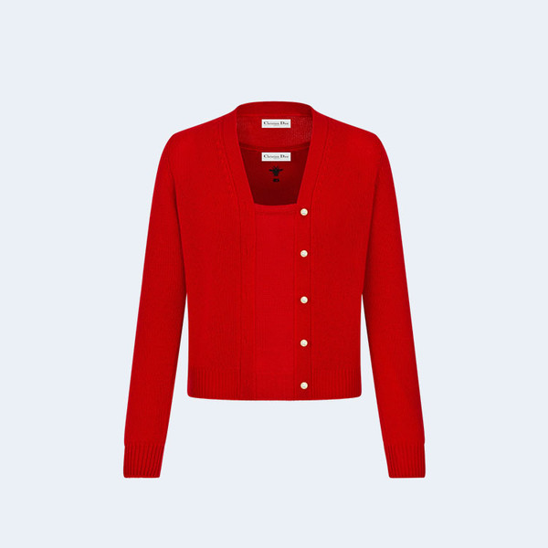 디올 아마릴리스 레드 캐시미어 니트 가디건