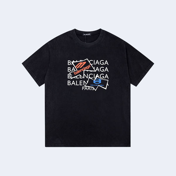 발렌시아가 트라이로고 티셔츠 블랙
