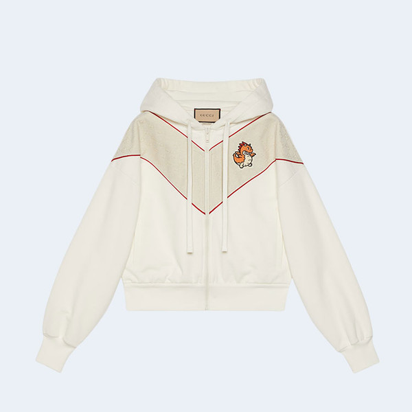 구찌 코튼 저지 패치 디테일 집업