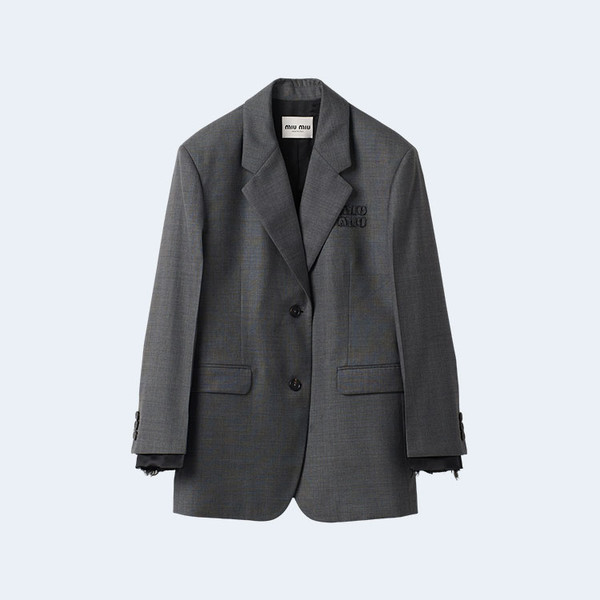 미우미우 싱글브레스트 프린스 오브 웨일스 체크 그리자유 재킷