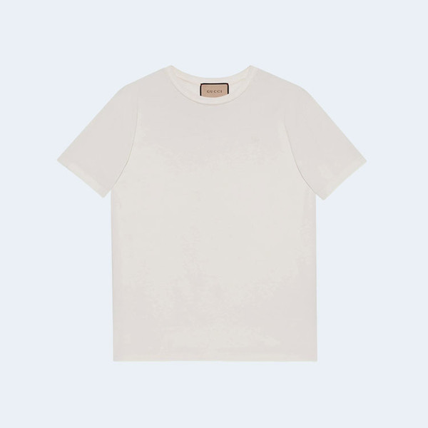 구찌 로고 자수 화이트 티셔츠