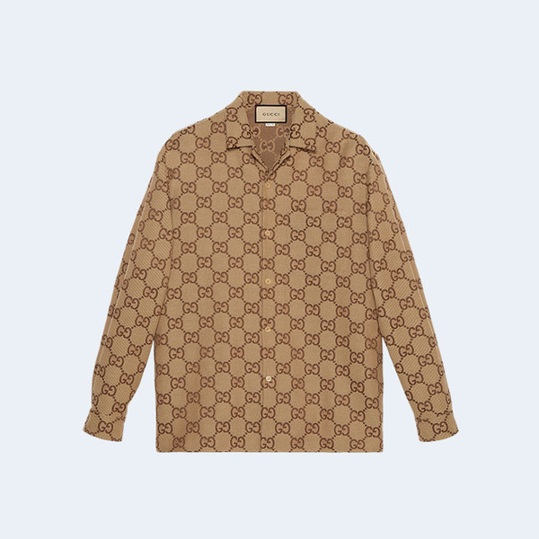 구찌 카멜 맥시 GG 캔버스 셔츠