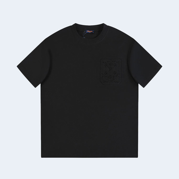 루이비통 디보스드 3D 로고 프린트 티셔츠 블랙