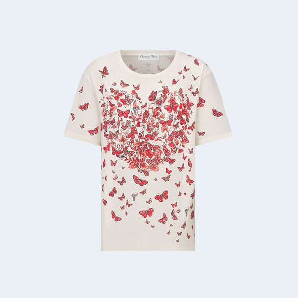 디올 르 꼬르 파필론 레드 티셔츠