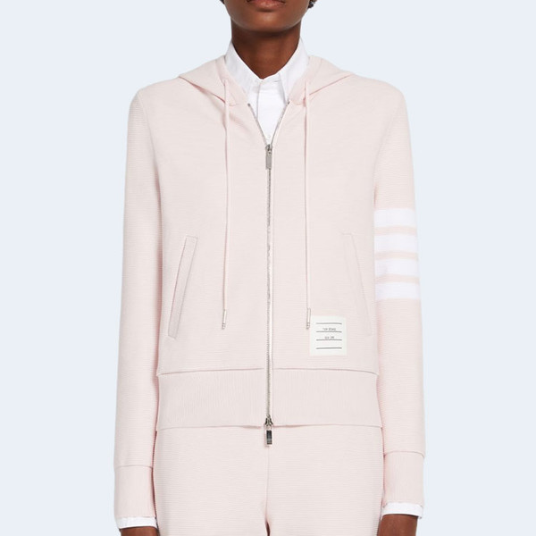 THOM BROWNE 톰브라운 오토만 립 사선 후드 집업 라이트 핑크 ▶매장-230만원◀