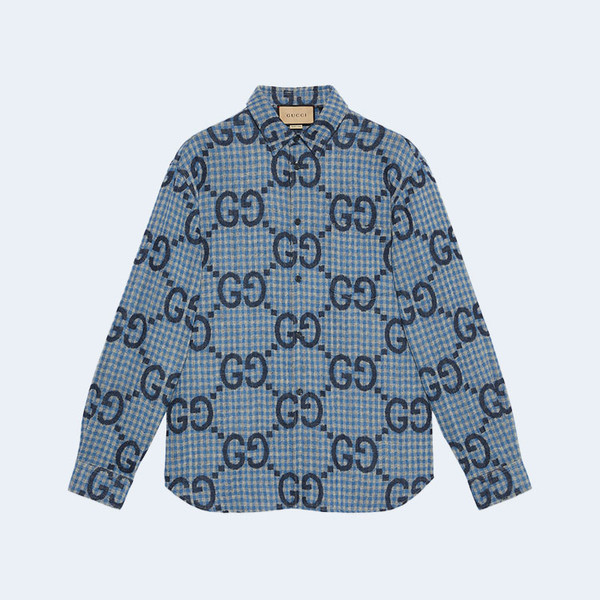 구찌 점보 GG 체크 울 셔츠