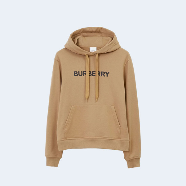 버버리 로고 프린트 코튼 후드 브라운