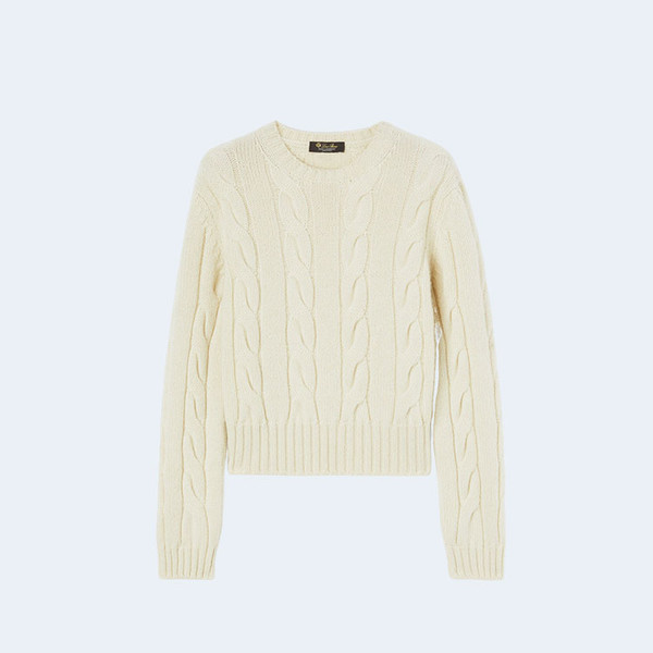 로로피아나 네피어 캐시미어 크루넥 니트 화이트