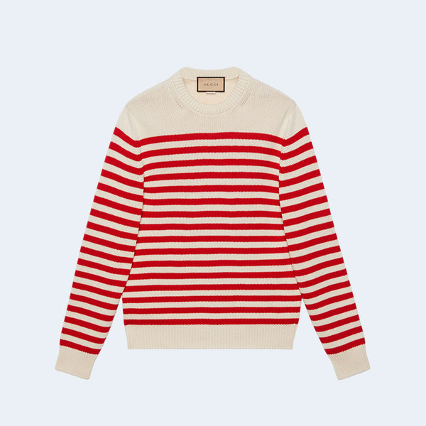 구찌 스트라이프 코튼 울 스웨터