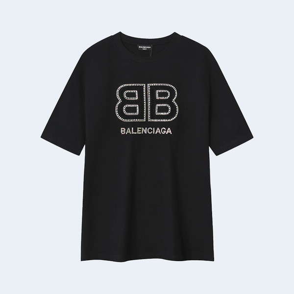 발렌시아가 BB 엠브로이더리 로고 티셔츠 블랙