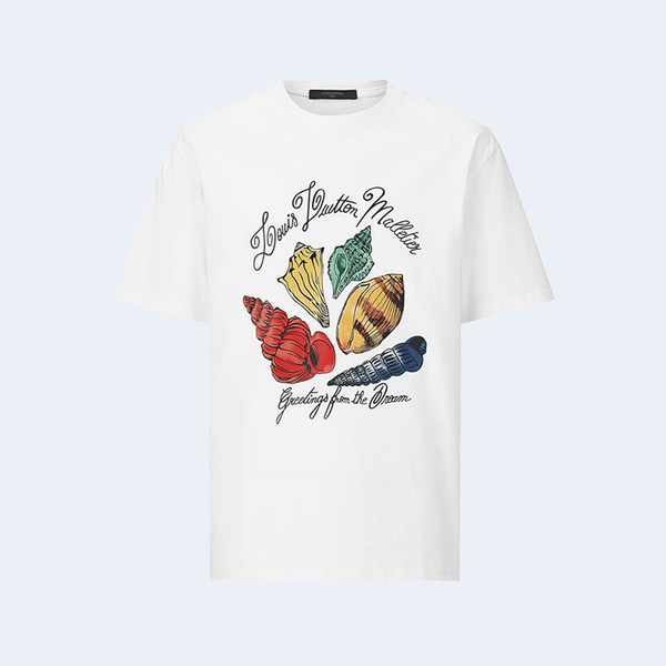 루이비통 프린티드 쇼트 슬리브드 코튼 티셔츠 1AFR48