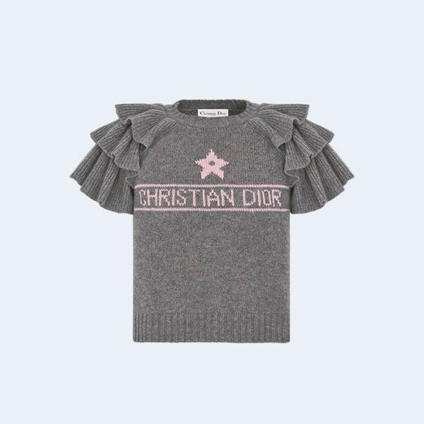 디올 러플 그레이 스웨터