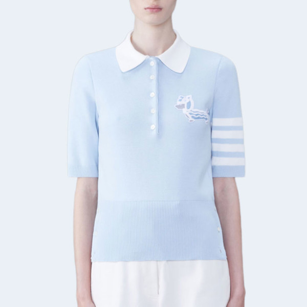 톰브라운 코튼 밀라노 4-바 드래곤 헥터 폴로 셔츠