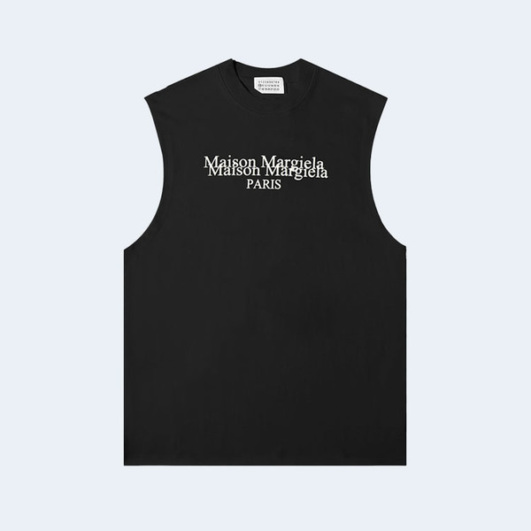 메종 마르지엘라 넘버 프린트 슬리브 탑 블랙