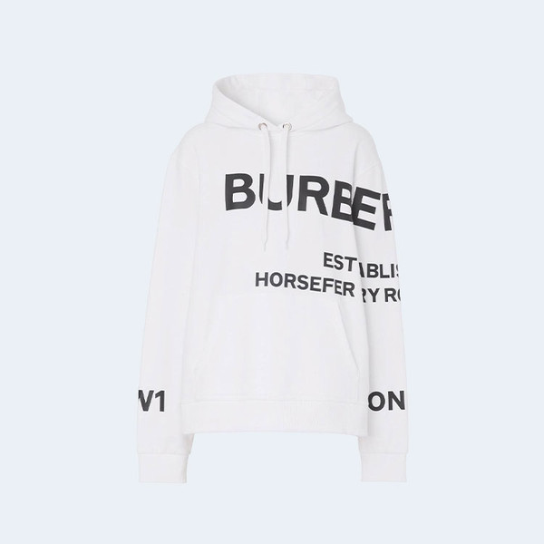버버리 호스페리 프린트 코튼 후드 화이트