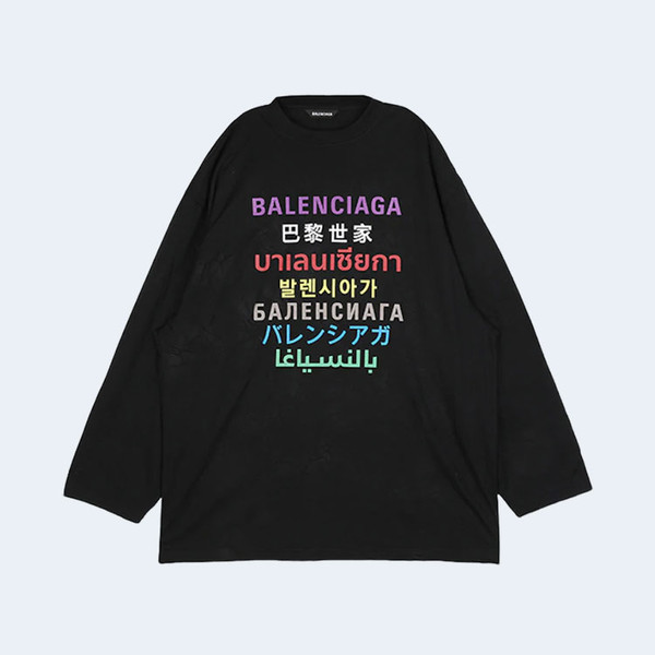 발렌시아가 랭귀지 티셔츠 블랙