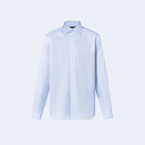 루이비통 롱 슬리브드 코튼 셔츠 블루 1AFJX6