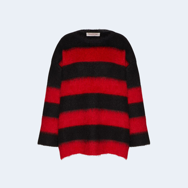 발렌티노 가라바니 스트라이프 모헤어 스웨터