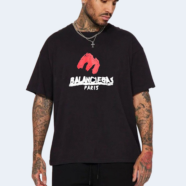 발렌시아가 우븐 프린트 레터 오버사이즈 티셔츠 블랙