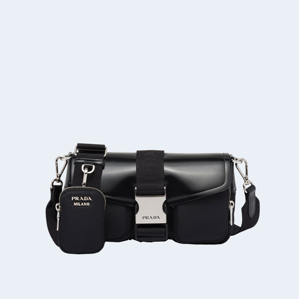 프라다 나일론 브러시드 가죽 숄더백