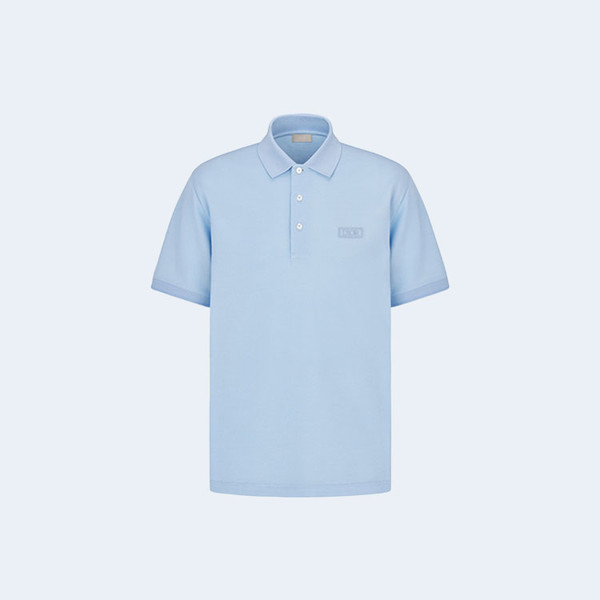 디올 아이콘 블루 코튼 실크 피케 폴로 셔츠