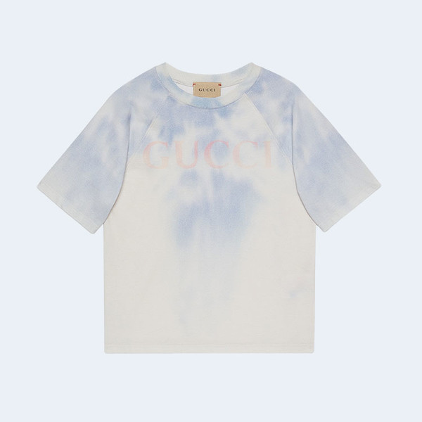 구찌 티에 다이 코튼 티셔츠
