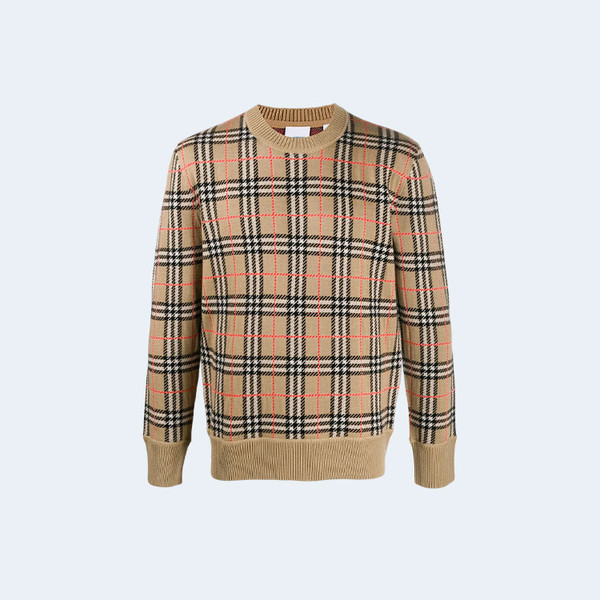 버버리 체크 자카드 니트