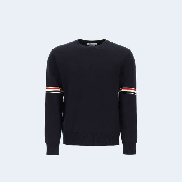 톰브라운 메리노 스트라이프 니트 네이비