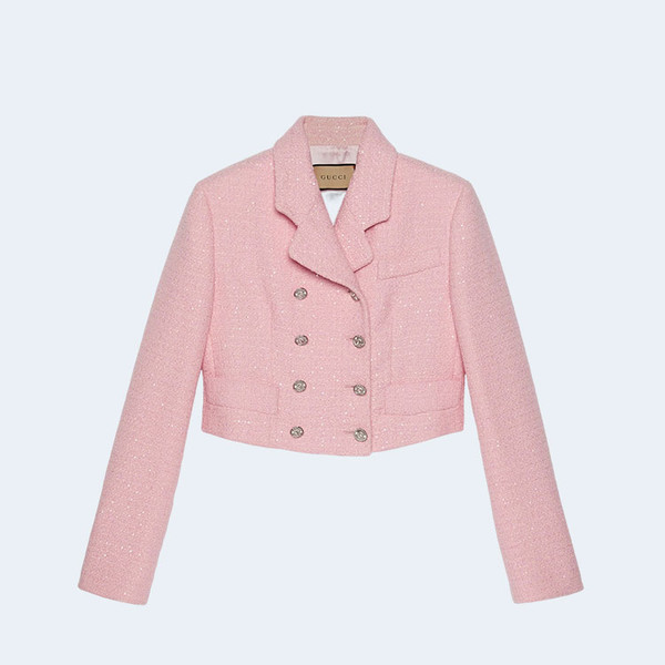 구찌 스팽글 크롭 트위드 자켓