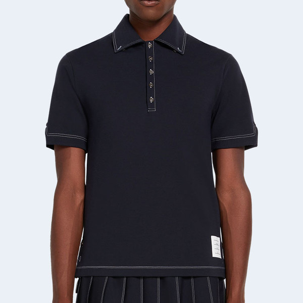 톰브라운 울 테크 밀라노 콘트라스트 스티치 폴로 셔츠