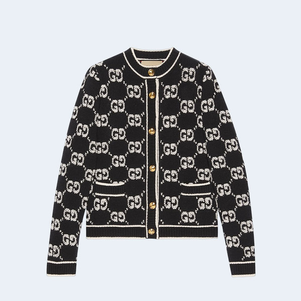 구찌 울 버클 자카드 가디건