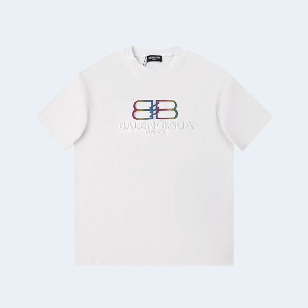 발렌시아가 BB 로고 화이트 티셔츠