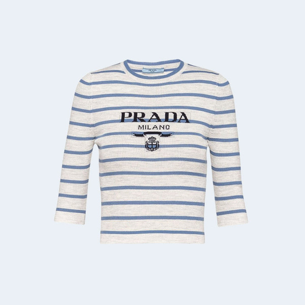 프라다 인타르시아 니트 로고 니트 탑