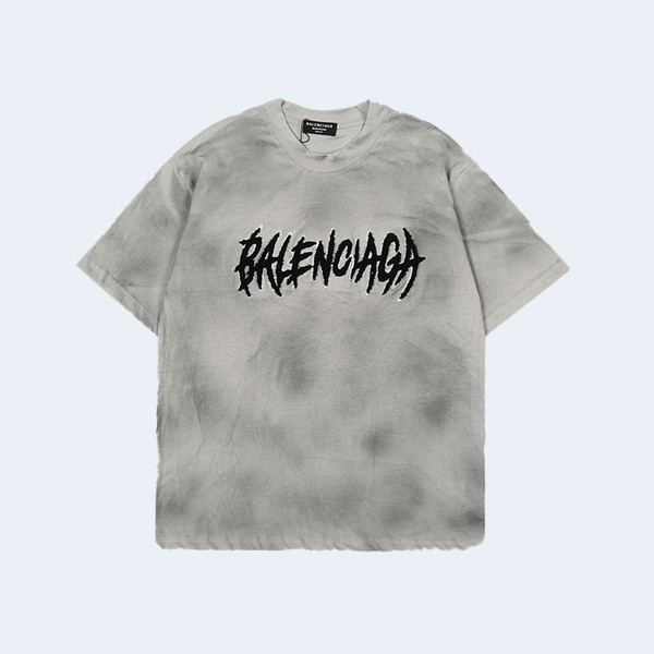 발렌시아가 파리스 헤비 워크 디스트레스드 티셔츠 그레이