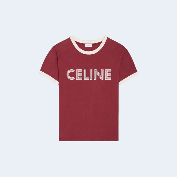 셀린느 루즈핏 기지 프린트 반팔