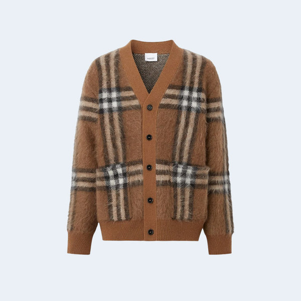 버버리 모헤어 브렌드 자카드 가디건