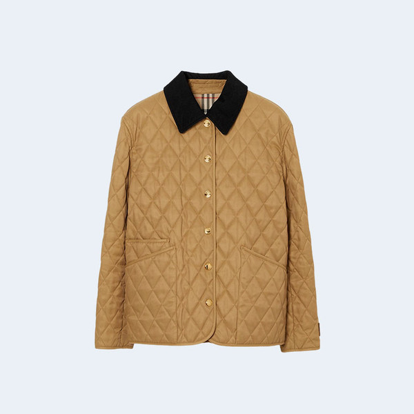 버버리 코듀로이 칼라 다이아몬드 퀄팅 자켓
