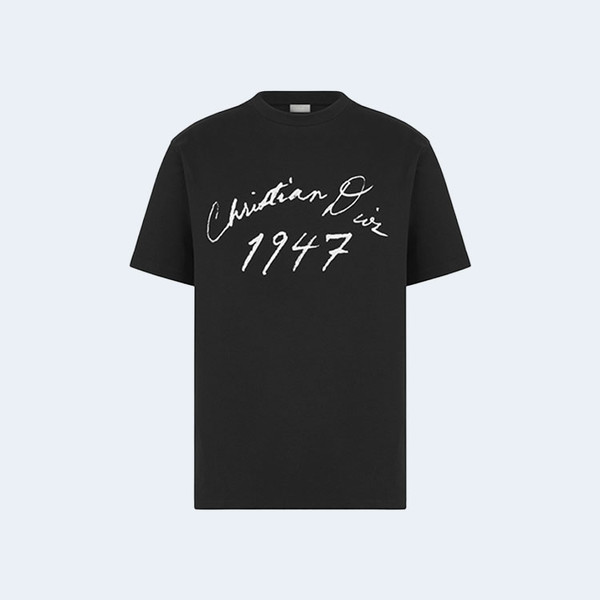 디올 핸드라이팅 캐주얼 핏 티셔츠 블랙