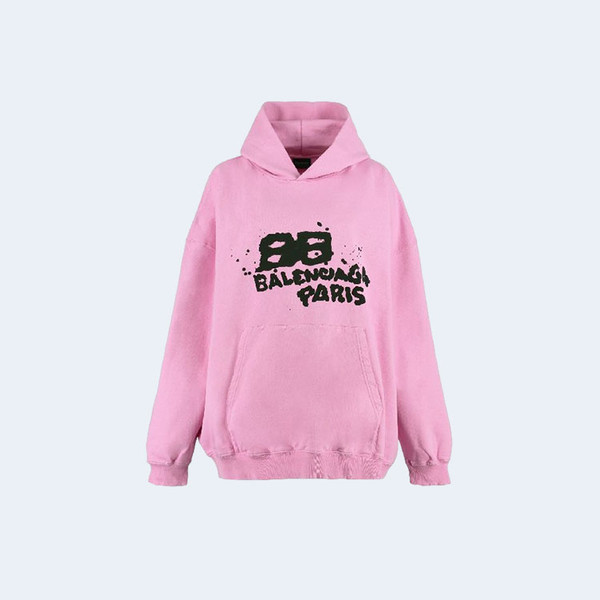 발렌시아가 핸드 드로우 BB 로고 후드탑